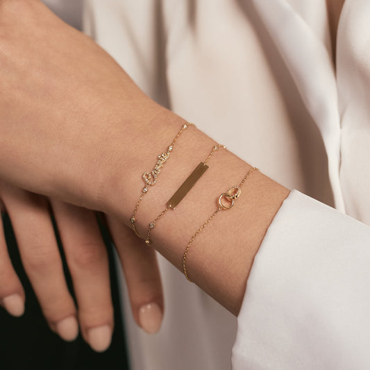 Gravierbares Lünetten Diamant Station Armband