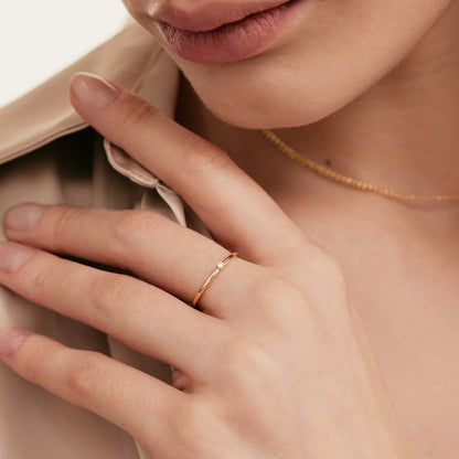 Bague solitaire mini diamant en or massif 585