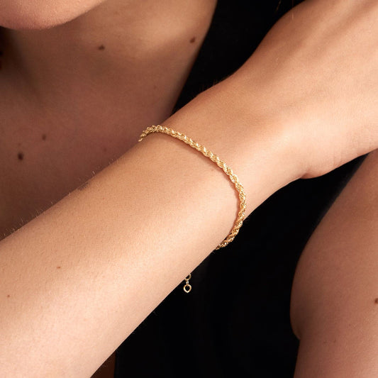 Bracelet chaîne corde en or massif 585