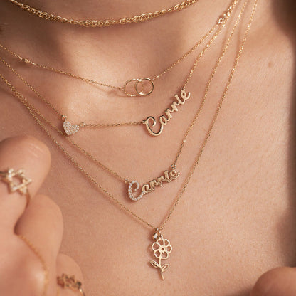 Diamant Carrie Namenskette mit Herzanhänger