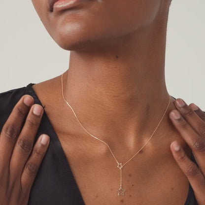 Stars Y-necklace made of 585 solid gold