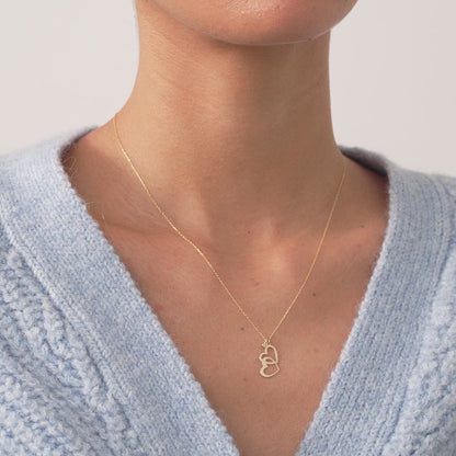 Diamond necklace with intertwined heart made of 585 solid gold