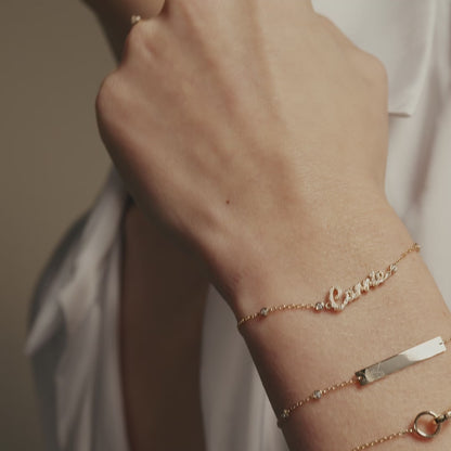 Gravierbares Lünetten Diamant Station Armband