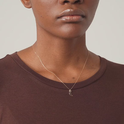 diamond moon necklace made of 585 solid gold