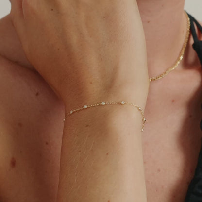 Bezel Diamond Station Bracelet in 14K Gold