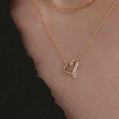 Diamant Doppelherz Halskette