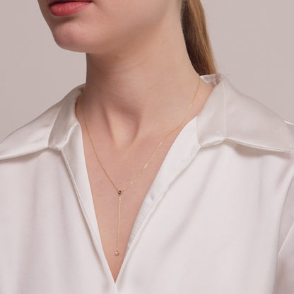 Collier Y diamant solitaire en or 585