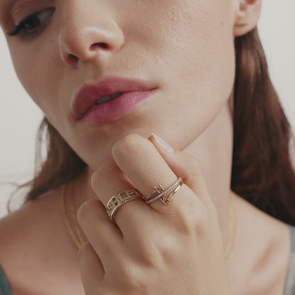 Diamant Doppel-Initialen-Ring