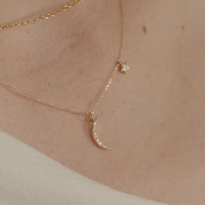 Diamant Mond Stern Halskette
