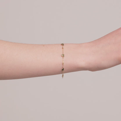 Heart bracelet made of 585 gold, adjustable