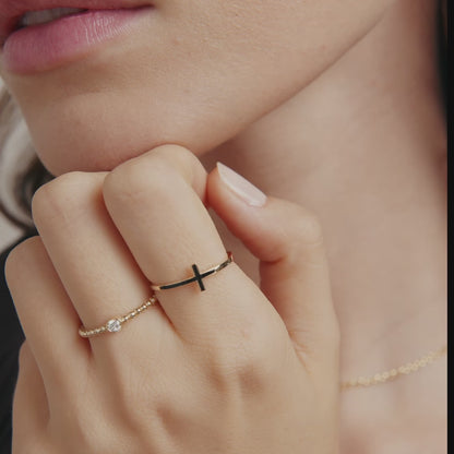 Sideway Cross Emaille Ring